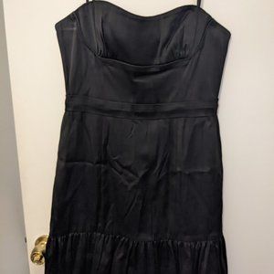Black satin strapless dress
